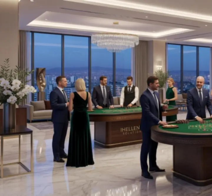 Εταιρικό event με elegant casino setup και φωτισμό