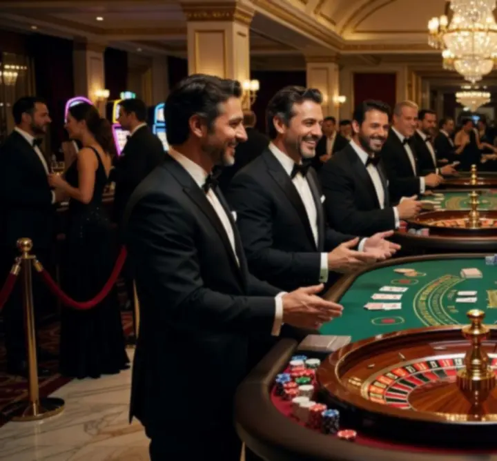Ομάδα Ελλήνων dealers και οικοδεσποτών σε πολυτελές casino event