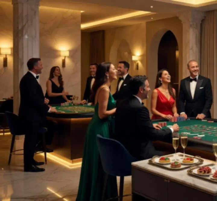 Ιδιωτικό casino night party με poker τραπέζι και καλεσμένους